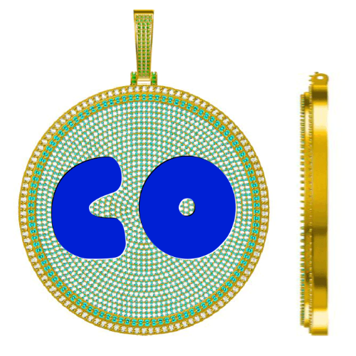 CUSTOM LETTER NECKLACE 3D BIG DISC