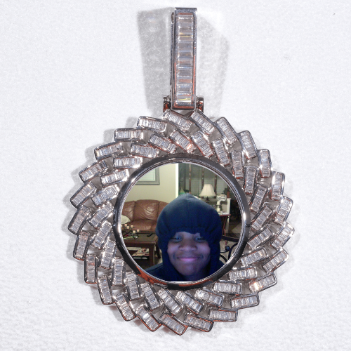 Large 3D Baguette Custom Picture Pendant