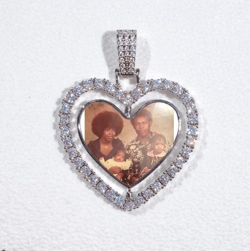 3D Spinning 2-Faced Heart Custom Picture Pendant