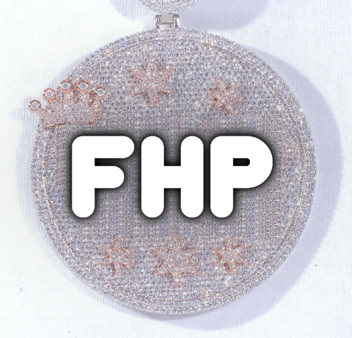 CUSTOM LETTER NECKLACE 3D BIG CROWN DISC