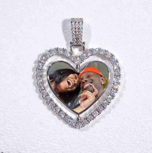 3D Spinning 2-Faced Heart Custom Picture Pendant