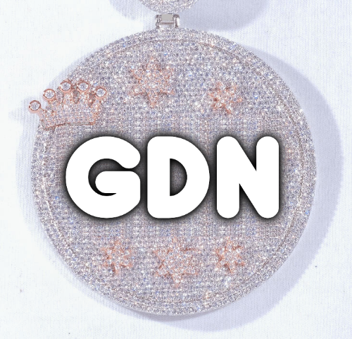 CUSTOM LETTER NECKLACE 3D BIG CROWN DISC
