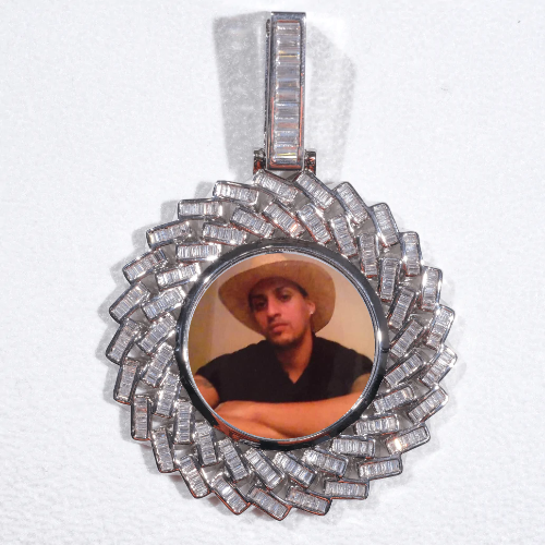 Large 3D Baguette Custom Picture Pendant