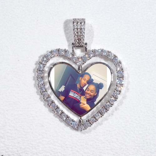 3D Spinning 2-Faced Heart Custom Picture Pendant