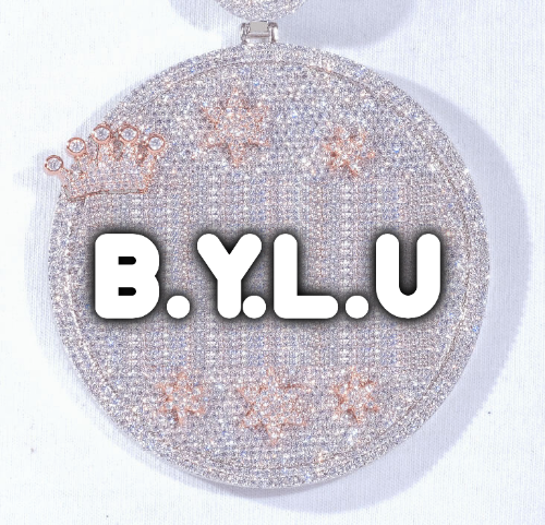 CUSTOM LETTER NECKLACE 3D BIG CROWN DISC