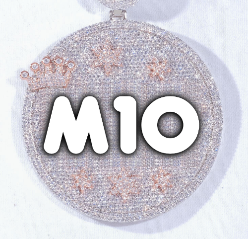 CUSTOM LETTER NECKLACE 3D BIG CROWN DISC