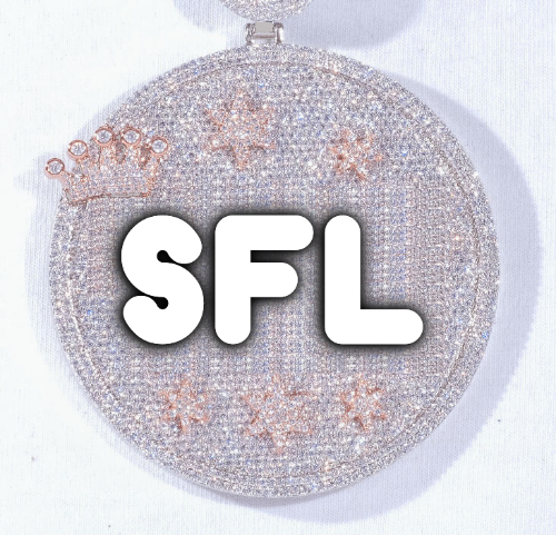 CUSTOM LETTER NECKLACE 3D BIG CROWN DISC