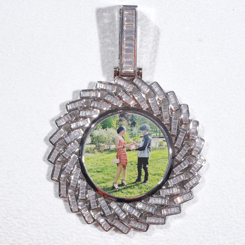 Large 3D Baguette Custom Picture Pendant