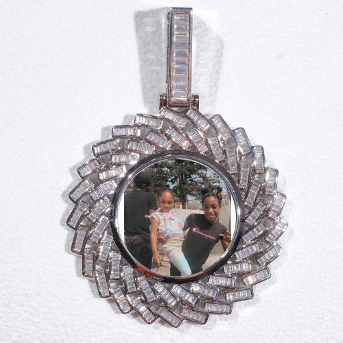 Large 3D Baguette Custom Picture Pendant