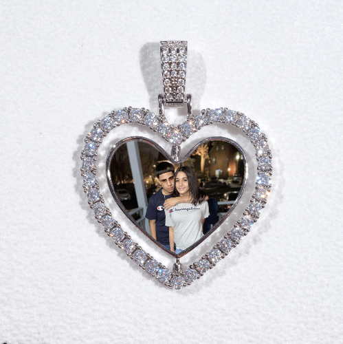 3D Spinning 2-Faced Heart Custom Picture Pendant
