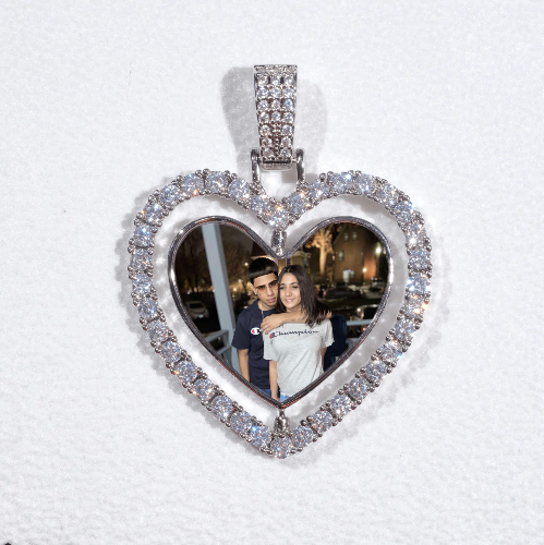 3D Spinning 2-Faced Heart Custom Picture Pendant