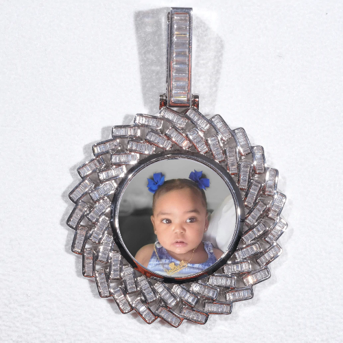 Large 3D Baguette Custom Picture Pendant