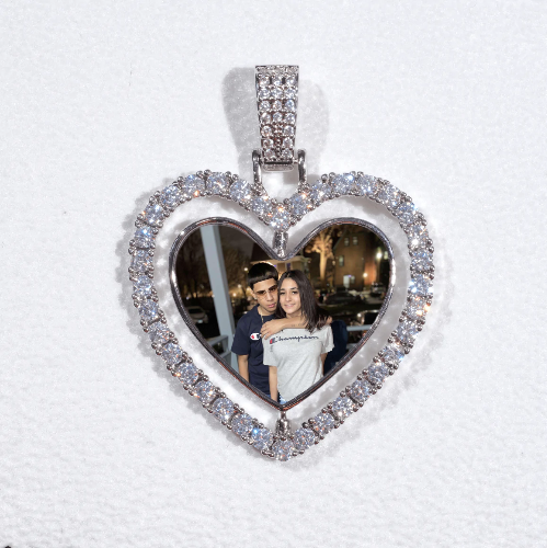 3D Spinning 2-Faced Heart Custom Picture Pendant