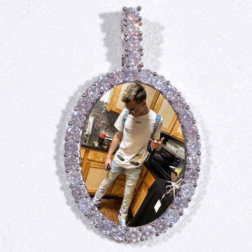 Large 3D Oval Custom Picture Pendant