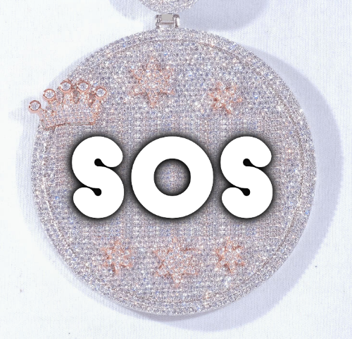 CUSTOM LETTER NECKLACE 3D BIG CROWN DISC