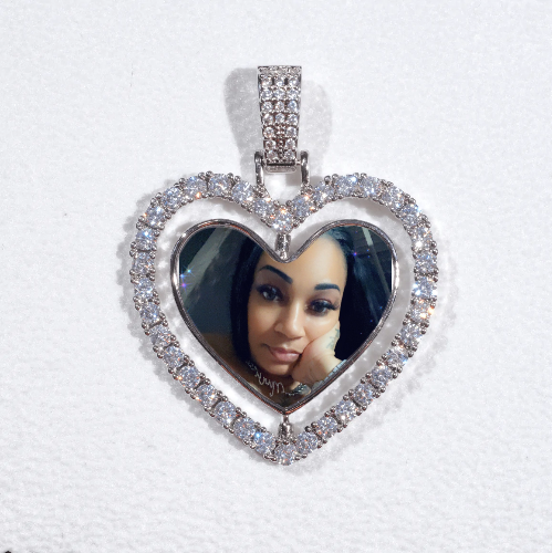 3D Spinning 2-Faced Heart Custom Picture Pendant