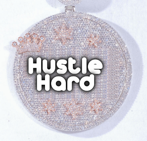 CUSTOM LETTER NECKLACE 3D BIG CROWN DISC