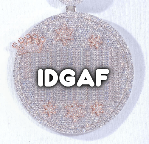 CUSTOM LETTER NECKLACE 3D BIG CROWN DISC