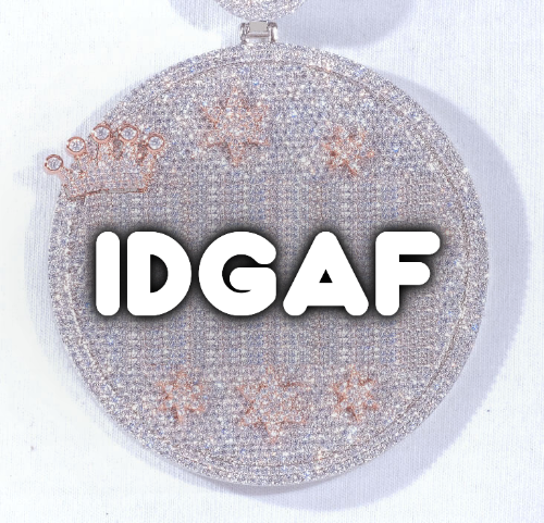 CUSTOM LETTER NECKLACE 3D BIG CROWN DISC