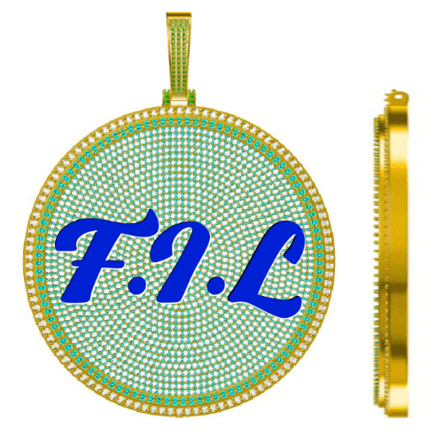 CUSTOM LETTER NECKLACE 3D BIG DISC