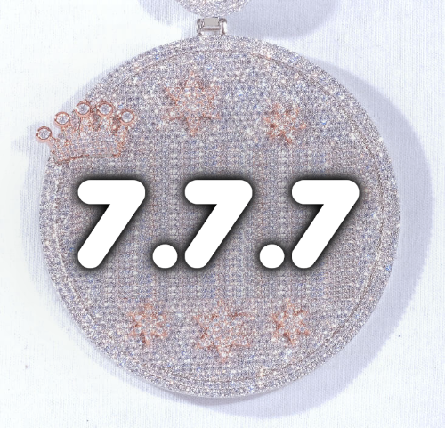 CUSTOM LETTER NECKLACE 3D BIG CROWN DISC