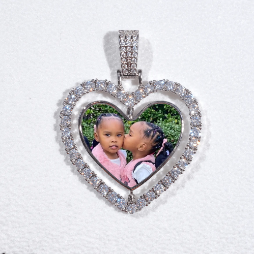 3D Spinning 2-Faced Heart Custom Picture Pendant