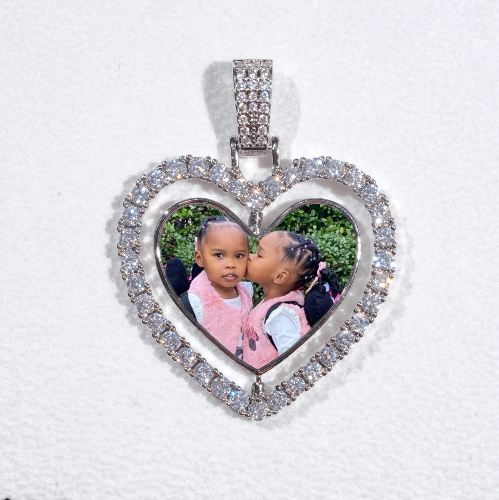 3D Spinning 2-Faced Heart Custom Picture Pendant