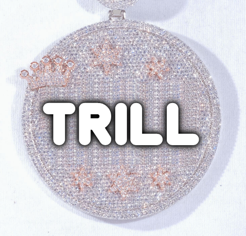 CUSTOM LETTER NECKLACE 3D BIG CROWN DISC