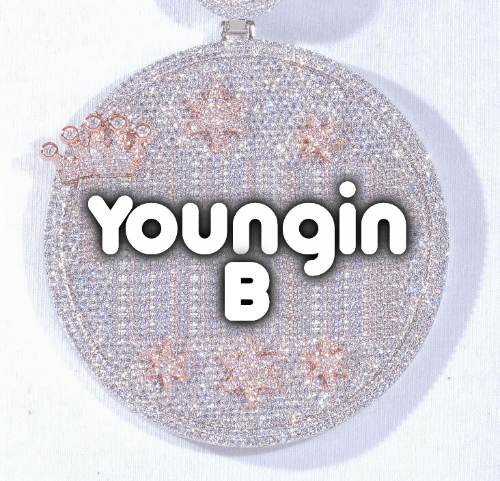 CUSTOM LETTER NECKLACE 3D BIG CROWN DISC