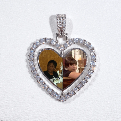 3D Spinning 2-Faced Heart Custom Picture Pendant