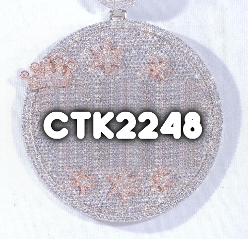 CUSTOM LETTER NECKLACE 3D BIG CROWN DISC