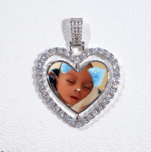 3D Spinning 2-Faced Heart Custom Picture Pendant
