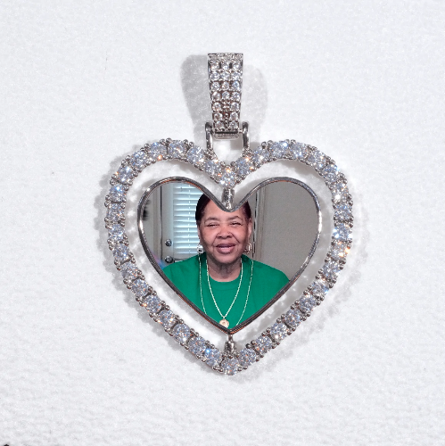 3D Spinning 2-Faced Heart Custom Picture Pendant