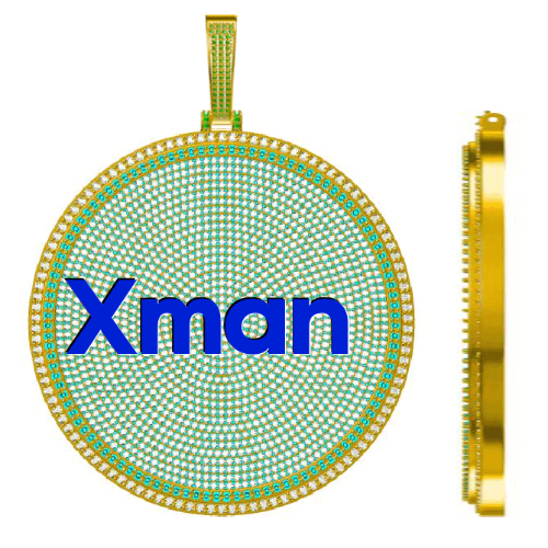 CUSTOM LETTER NECKLACE 3D BIG DISC