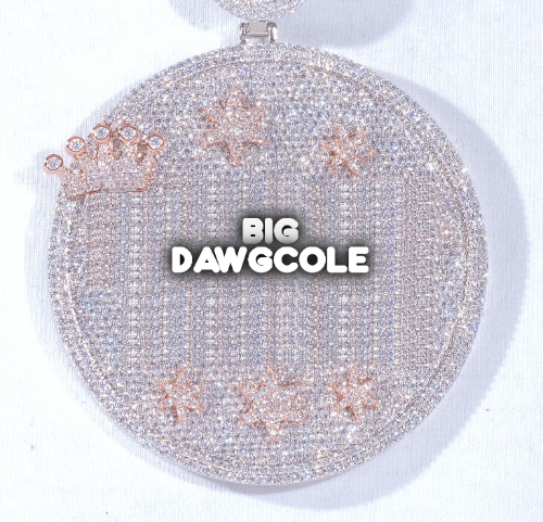 CUSTOM LETTER NECKLACE 3D BIG CROWN DISC
