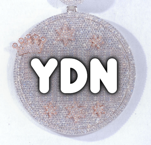 CUSTOM LETTER NECKLACE 3D BIG CROWN DISC