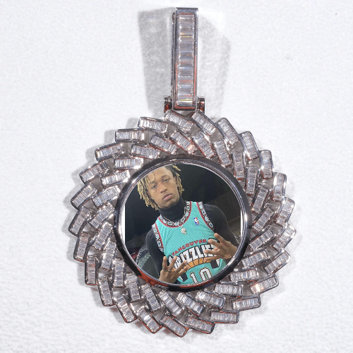 Large 3D Baguette Custom Picture Pendant