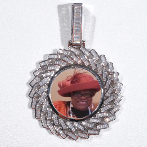 Large 3D Baguette Custom Picture Pendant