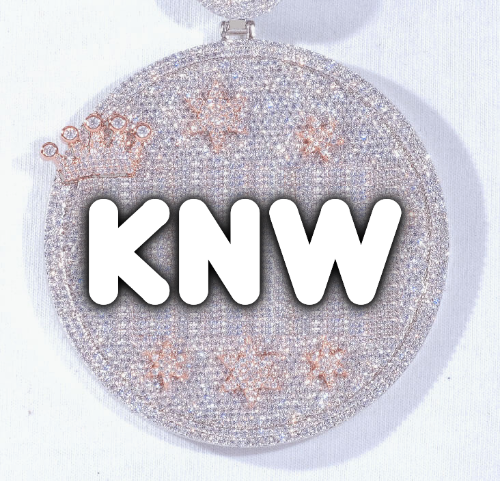 CUSTOM LETTER NECKLACE 3D BIG CROWN DISC