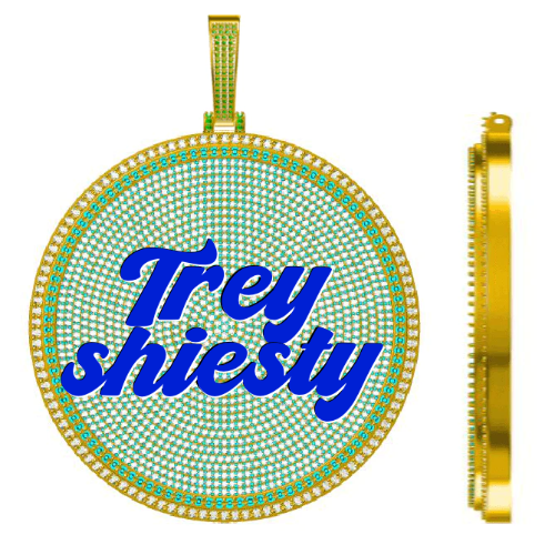 CUSTOM LETTER NECKLACE 3D BIG DISC