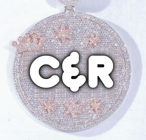 CUSTOM LETTER NECKLACE 3D BIG CROWN DISC
