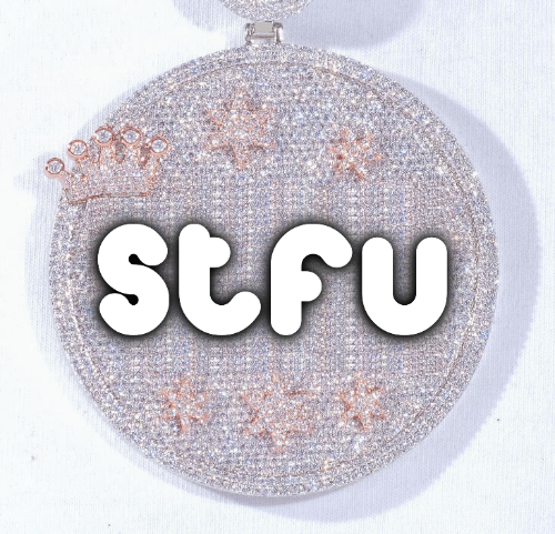 CUSTOM LETTER NECKLACE 3D BIG CROWN DISC