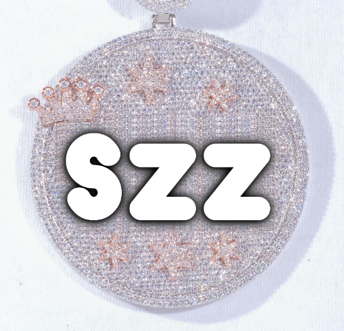 CUSTOM LETTER NECKLACE 3D BIG CROWN DISC