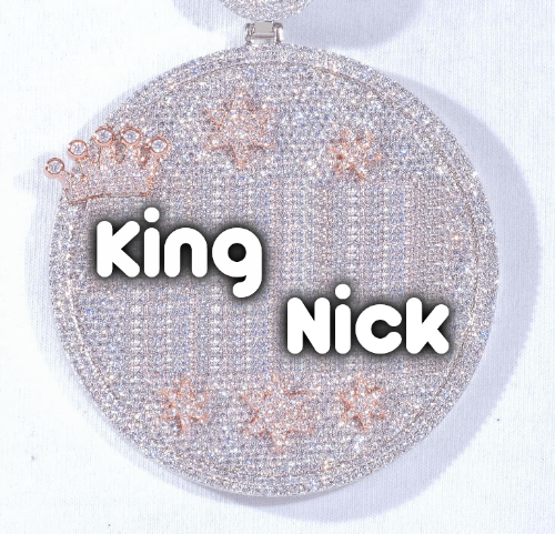 CUSTOM LETTER NECKLACE 3D BIG CROWN DISC