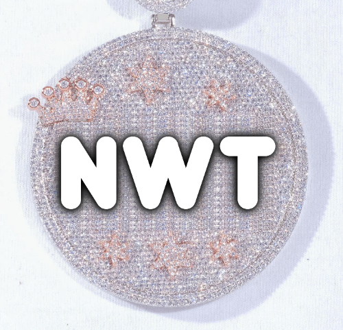 CUSTOM LETTER NECKLACE 3D BIG CROWN DISC
