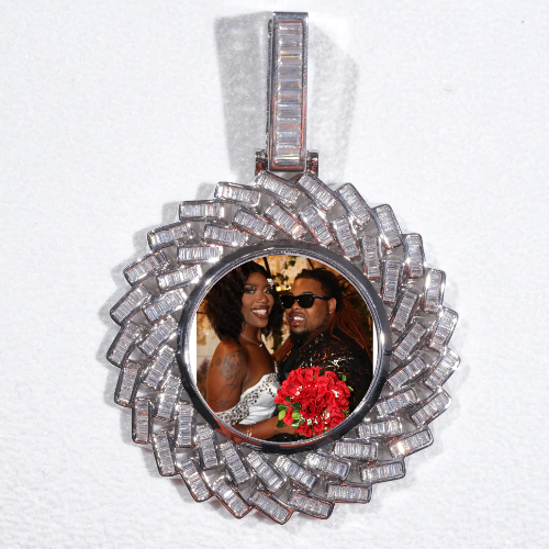Large 3D Baguette Custom Picture Pendant
