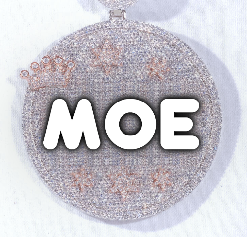 CUSTOM LETTER NECKLACE 3D BIG CROWN DISC