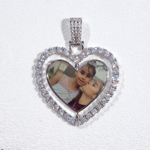 3D Spinning 2-Faced Heart Custom Picture Pendant