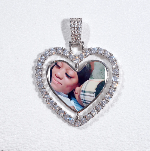 3D Spinning 2-Faced Heart Custom Picture Pendant