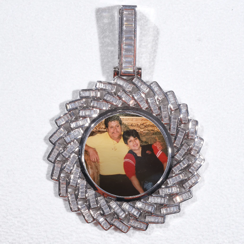 Large 3D Baguette Custom Picture Pendant